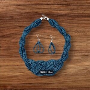 Boho Beaded Style Necklace And Drop Hook Earrings‎ set simple jewelry set